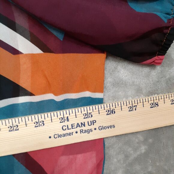 Skye's The Limit Multicolored Elastic Neckline Sheer Blouse Size 14 - Picture 5 of 7